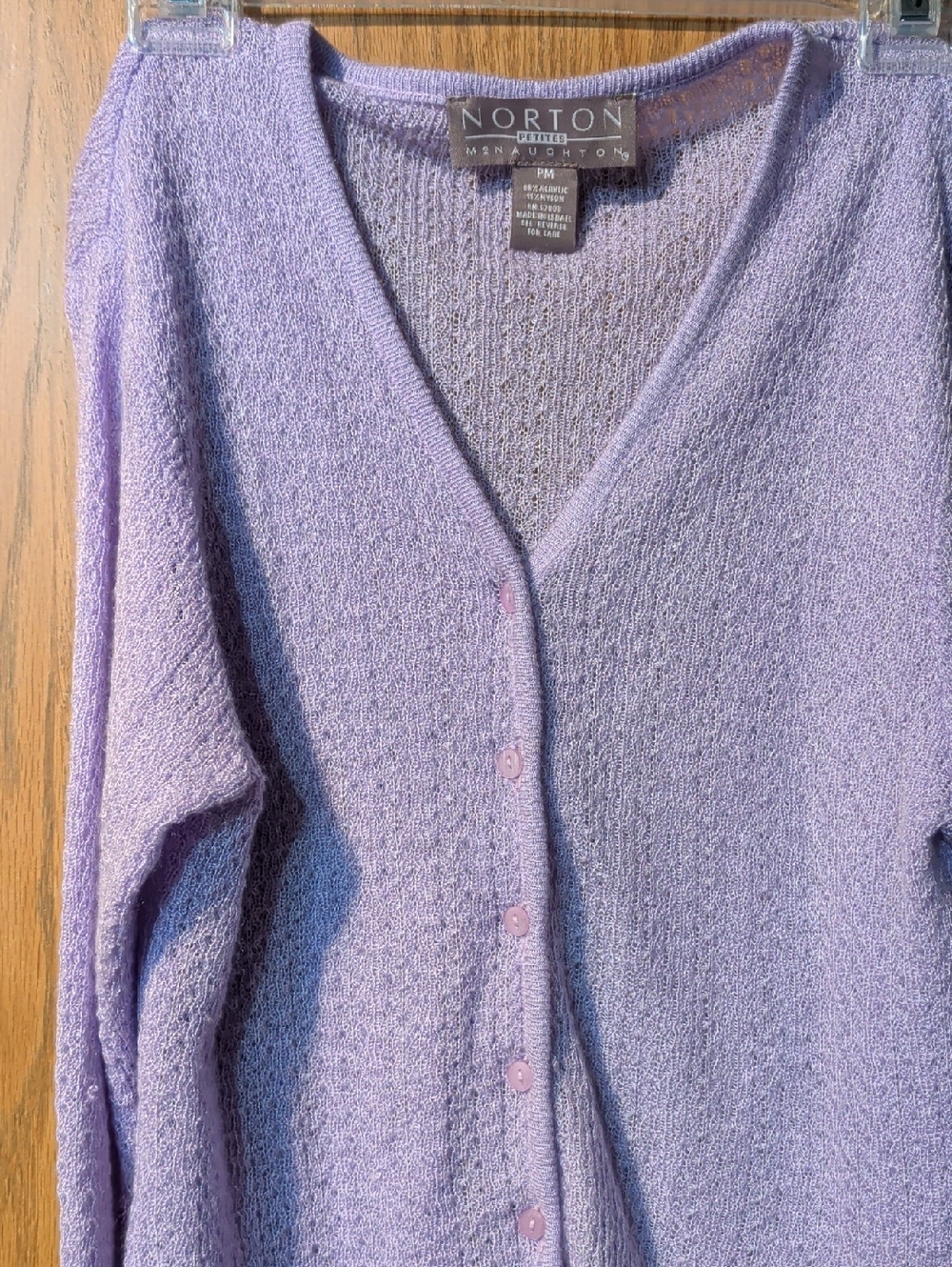 MPetite Lavender Knit Button-Front Sweater